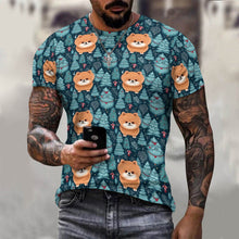 Load image into Gallery viewer, Merry Pomeranian Christmas Delight Men&#39;s Cotton T-Shirt-Apparel-Apparel, Christmas, Dog Dad Gifts, Pomeranian, Shirt, T Shirt-4