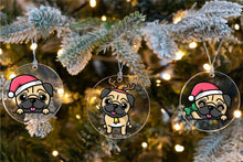 Load image into Gallery viewer, Merry Santa Hat Pug Christmas Tree Ornaments-Christmas Ornament-Christmas, Pug-9