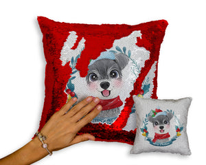 Merry Schnauzer Christmas Sequinned Pillowcases - 10 Colors-Home Decor-Christmas, Home Decor, Pillows, Schnauzer-13