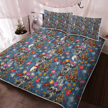 Merry Schnauzer Sparkle Christmas Quilted Blanket Or Bedding Set Twin Only Quilt 360x