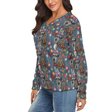 Load image into Gallery viewer, Merry Schnauzer Sparkle Women's V-Neck Christmas Sweater-Apparel-Apparel,Christmas,Dog Mom Gifts,Schnauzer,Sweater,Sweatshirt-3