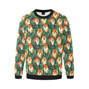 Merry Shiba Merriment Christmas Fuzzy Sweatshirt for Men-Apparel-Apparel, Christmas, Dog Dad Gifts, Shiba Inu, Sweatshirt-3