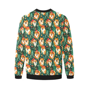 Merry Shiba Merriment Christmas Fuzzy Sweatshirt for Men-Apparel-Apparel, Christmas, Dog Dad Gifts, Shiba Inu, Sweatshirt-4