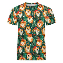 Load image into Gallery viewer, Merry Shiba Merriment Christmas Men&#39;s Cotton T-Shirt-Apparel-Apparel, Christmas, Dog Dad Gifts, Shiba Inu, Shirt, T Shirt-3