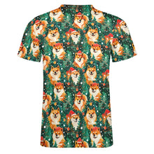 Load image into Gallery viewer, Merry Shiba Merriment Christmas Men&#39;s Cotton T-Shirt-Apparel-Apparel, Christmas, Dog Dad Gifts, Shiba Inu, Shirt, T Shirt-4