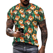 Load image into Gallery viewer, Merry Shiba Merriment Christmas Men&#39;s Cotton T-Shirt-Apparel-Apparel, Christmas, Dog Dad Gifts, Shiba Inu, Shirt, T Shirt-5