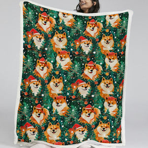 Merry Shiba Merriment Christmas Soft Warm Fleece Blanket-Blanket-Blankets, Christmas, Dog Dad Gifts, Dog Mom Gifts, Home Decor, Shiba Inu-11