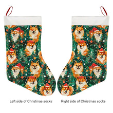 Load image into Gallery viewer, Merry Shiba Merriment Christmas Stocking-Christmas Ornament-Christmas, Home Decor, Shiba Inu-26X42CM-White-3