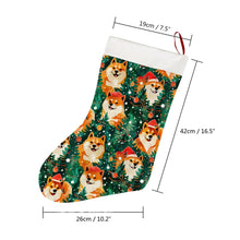 Load image into Gallery viewer, Merry Shiba Merriment Christmas Stocking-Christmas Ornament-Christmas, Home Decor, Shiba Inu-26X42CM-White-4