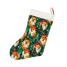 Load image into Gallery viewer, Merry Shiba Merriment Christmas Stocking-Christmas Ornament-Christmas, Home Decor, Shiba Inu-26X42CM-White-1