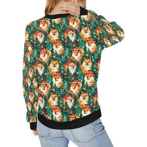 Merry Shiba Merriment Christmas Sweatshirt for Women-Apparel-Apparel, Christmas, Dog Mom Gifts, Shiba Inu, Sweatshirt-2
