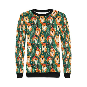 Merry Shiba Merriment Christmas Sweatshirt for Women-Apparel-Apparel, Christmas, Dog Mom Gifts, Shiba Inu, Sweatshirt-3