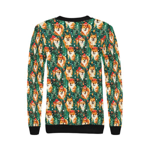 Merry Shiba Merriment Christmas Sweatshirt for Women-Apparel-Apparel, Christmas, Dog Mom Gifts, Shiba Inu, Sweatshirt-4
