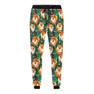 Merry Shiba Merriment Christmas Unisex Sweatpants-Apparel-Apparel, Christmas, Dog Dad Gifts, Dog Mom Gifts, Pajamas, Shiba Inu-4