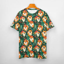 Load image into Gallery viewer, Merry Shiba Merriment Christmas Women&#39;s Cotton T-Shirt-Apparel-Apparel, Christmas, Shiba Inu, Shirt, T Shirt-5