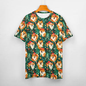 Merry Shiba Merriment Christmas Women's Cotton T-Shirt-Apparel-Apparel, Christmas, Shiba Inu, Shirt, T Shirt-5