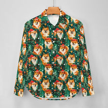 Load image into Gallery viewer, Merry Shiba Merriment Christmas Women&#39;s Shirt-Apparel-Apparel, Christmas, Dog Mom Gifts, Shiba Inu, Shirt-5