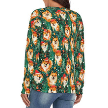 Load image into Gallery viewer, Merry Shiba Merriment Women&#39;s V-Neck Christmas Sweater-Apparel-Apparel,Christmas,Dog Mom Gifts,Shiba Inu,Sweater,Sweatshirt-4