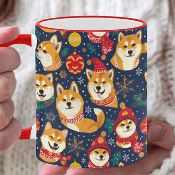 Merry Shiba Soiree Christmas Coffee Mug White5 One Size 360x