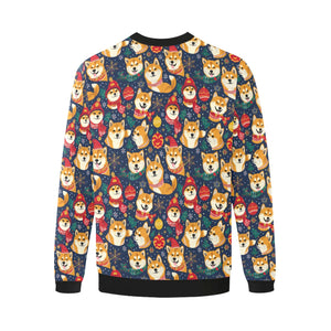 Merry Shiba Soiree Christmas Fuzzy Sweatshirt for Men-Apparel-Apparel, Christmas, Dog Dad Gifts, Shiba Inu, Sweatshirt-4