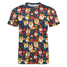 Load image into Gallery viewer, Merry Shiba Soiree Christmas Men&#39;s Cotton T-Shirt-Apparel-Apparel, Christmas, Dog Dad Gifts, Shiba Inu, Shirt, T Shirt-3