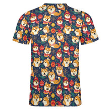 Load image into Gallery viewer, Merry Shiba Soiree Christmas Men&#39;s Cotton T-Shirt-Apparel-Apparel, Christmas, Dog Dad Gifts, Shiba Inu, Shirt, T Shirt-4