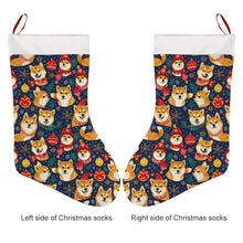 Load image into Gallery viewer, Merry Shiba Soiree Christmas Stocking-Christmas Ornament-Christmas, Home Decor, Shiba Inu-26X42CM-White-3