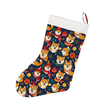 Load image into Gallery viewer, Merry Shiba Soiree Christmas Stocking-Christmas Ornament-Christmas, Home Decor, Shiba Inu-26X42CM-White-1