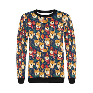 Merry Shiba Soiree Christmas Sweatshirt for Women-Apparel-Apparel, Christmas, Dog Mom Gifts, Shiba Inu, Sweatshirt-3