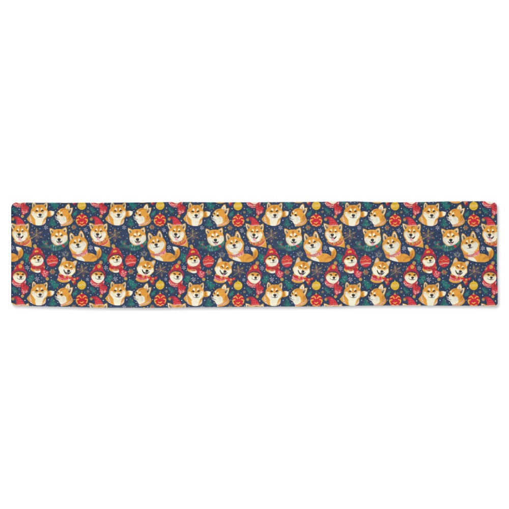 Merry Shiba Soiree Christmas Table Runner-Home Decor-Christmas, Home Decor, Shiba Inu-ONE SIZE-2