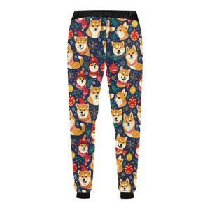 Merry Shiba Soiree Christmas Unisex Sweatpants-Apparel-Apparel, Christmas, Dog Dad Gifts, Dog Mom Gifts, Pajamas, Shiba Inu-5