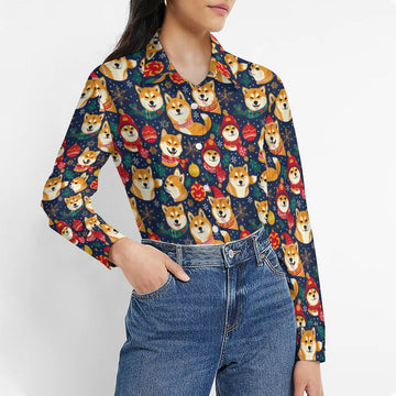 Merry Shiba Soiree Christmas Womens Shirt 4 360x