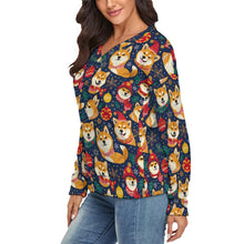 Load image into Gallery viewer, Merry Shiba Soiree Women's V-Neck Christmas Sweater-Apparel-Apparel,Christmas,Dog Mom Gifts,Shiba Inu,Sweater,Sweatshirt-3