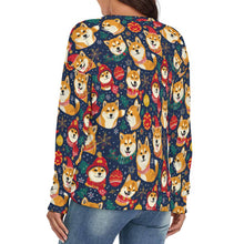 Load image into Gallery viewer, Merry Shiba Soiree Women's V-Neck Christmas Sweater-Apparel-Apparel,Christmas,Dog Mom Gifts,Shiba Inu,Sweater,Sweatshirt-4