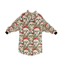 Load image into Gallery viewer, Merry Shih Tzu Christmas Merriment Blanket Hoodie-Blanket-Apparel, Blanket Hoodie, Blankets, Christmas, Dog Mom Gifts, Shih Tzu-ONE SIZE-4