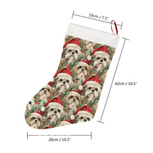 Load image into Gallery viewer, Merry Shih Tzu Christmas Merriment Christmas Stocking-Christmas Ornament-Christmas, Home Decor, Shih Tzu-26X42CM-White-3