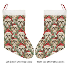 Load image into Gallery viewer, Merry Shih Tzu Christmas Merriment Christmas Stocking-Christmas Ornament-Christmas, Home Decor, Shih Tzu-26X42CM-White-4