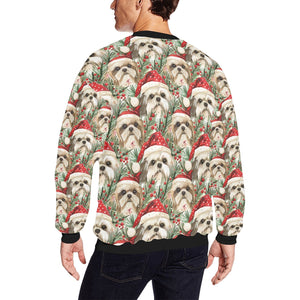 Merry Shih Tzu Christmas Merriment Fuzzy Sweatshirt for Men-Apparel-Apparel, Christmas, Dog Dad Gifts, Shih Tzu, Sweatshirt-2