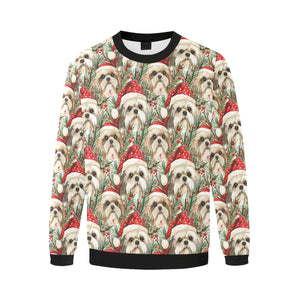 Merry Shih Tzu Christmas Merriment Fuzzy Sweatshirt for Men-Apparel-Apparel, Christmas, Dog Dad Gifts, Shih Tzu, Sweatshirt-3