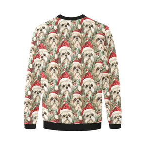 Merry Shih Tzu Christmas Merriment Fuzzy Sweatshirt for Men-Apparel-Apparel, Christmas, Dog Dad Gifts, Shih Tzu, Sweatshirt-4