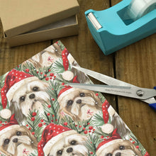 Load image into Gallery viewer, Merry Shih Tzu Christmas Merriment Gift Wrapping Paper - 2 Rolls-Christmas Ornament-Christmas,Shih Tzu,Wrapping Paper-2