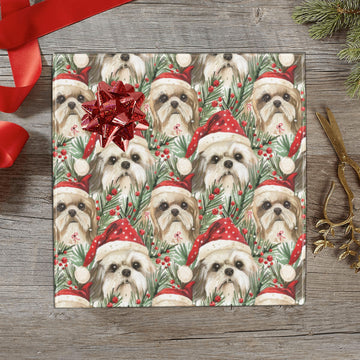 Merry Shih Tzu Christmas Merriment Gift Wrapping Paper 2 Rolls 360x