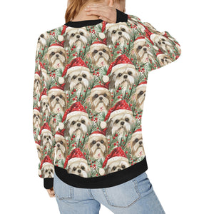 Merry Shih Tzu Christmas Merriment Sweatshirt for Women-Apparel-Apparel, Christmas, Dog Mom Gifts, Shih Tzu, Sweatshirt-2