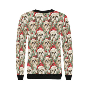 Merry Shih Tzu Christmas Merriment Sweatshirt for Women-Apparel-Apparel, Christmas, Dog Mom Gifts, Shih Tzu, Sweatshirt-3