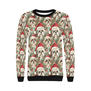 Merry Shih Tzu Christmas Merriment Sweatshirt for Women-Apparel-Apparel, Christmas, Dog Mom Gifts, Shih Tzu, Sweatshirt-4