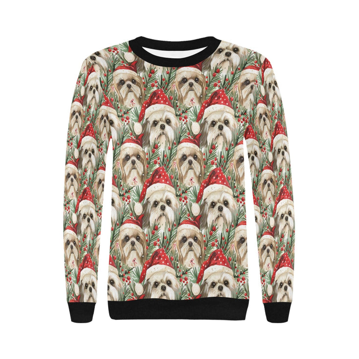 Merry Shih Tzu Christmas Merriment Sweatshirt for Women-Apparel-Apparel, Christmas, Dog Mom Gifts, Shih Tzu, Sweatshirt-4