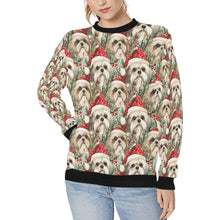 Load image into Gallery viewer, Merry Shih Tzu Christmas Merriment Sweatshirt for Women-Apparel-Apparel, Christmas, Dog Mom Gifts, Shih Tzu, Sweatshirt-S-1