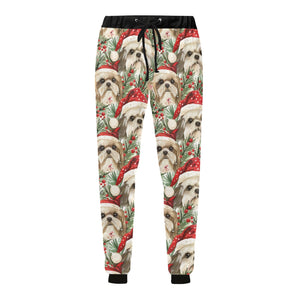 Merry Shih Tzu Christmas Merriment Unisex Sweatpants-Apparel-Apparel, Christmas, Dog Dad Gifts, Dog Mom Gifts, Pajamas, Shih Tzu-4