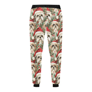 Merry Shih Tzu Christmas Merriment Unisex Sweatpants-Apparel-Apparel, Christmas, Dog Dad Gifts, Dog Mom Gifts, Pajamas, Shih Tzu-5