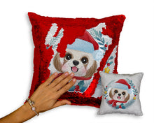 Load image into Gallery viewer, Merry Shih Tzu Christmas Sequinned Pillowcases - 10 Colors-Home Decor-Christmas, Home Decor, Pillows, Shih Tzu-13
